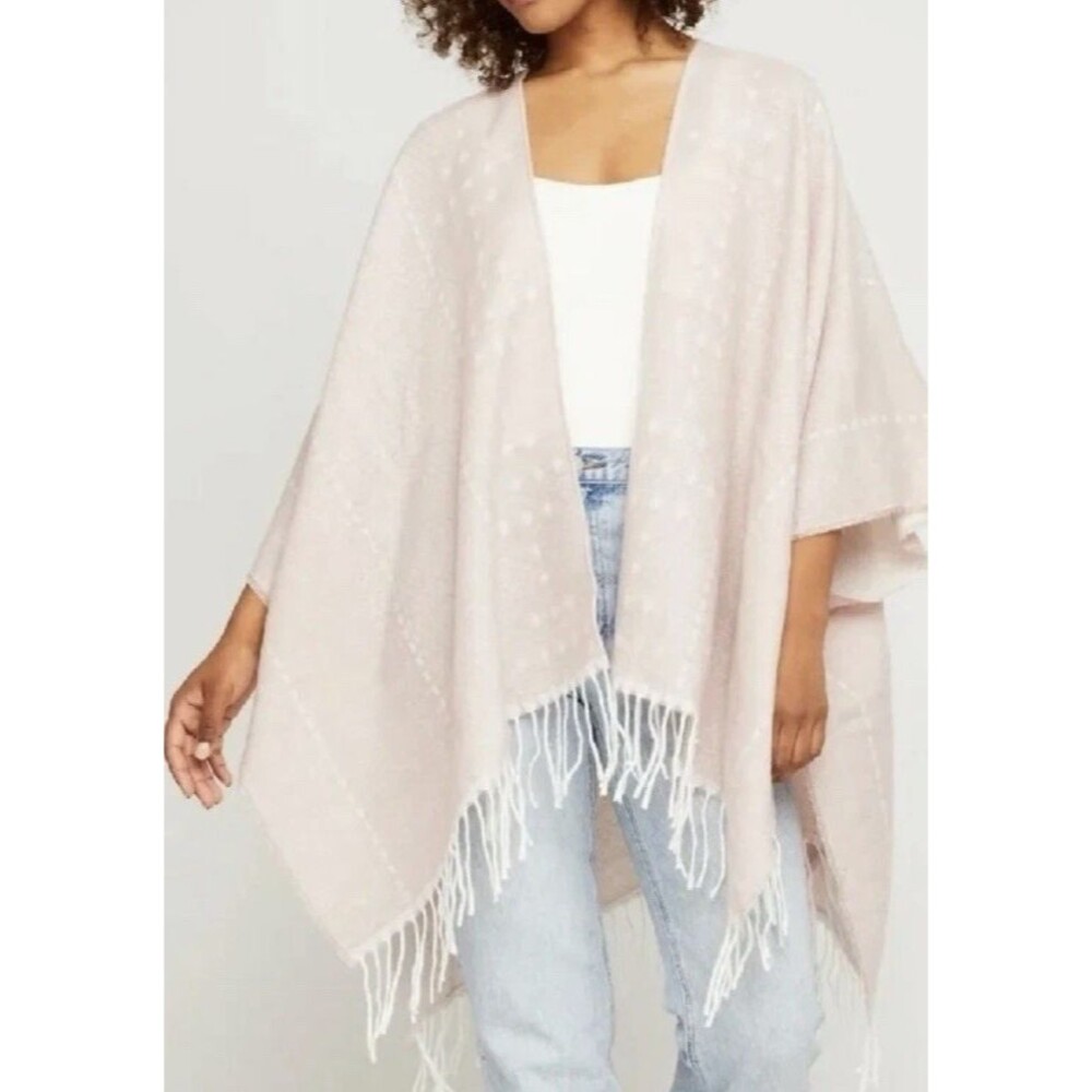Gentle Fawn Wrap Shawl Pink Ultra Soft Hermosa M/L Kimono Scarf Fringe Poncho